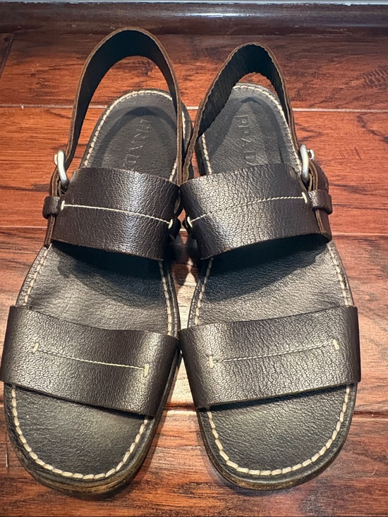 Prada Other - Prada Vintage Men's Brown Leather Double-Strap Sandals
